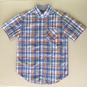 Chaps Short Sleeve Plaid Button Down Dress Shirt
